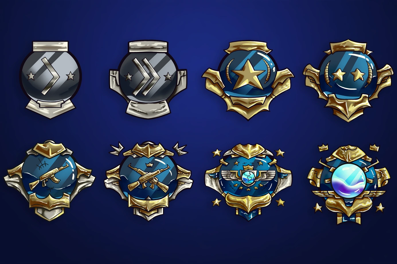 FPS Twitch Sub Badges — Combat / Military Tier Set | Stream Skins
