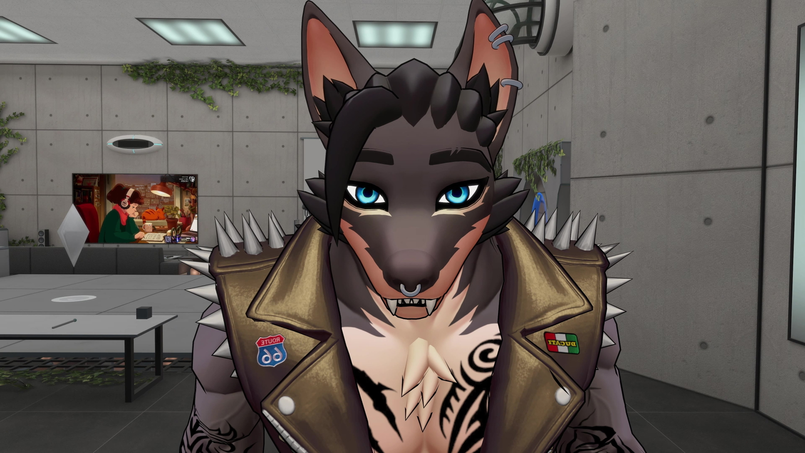 Rocco VRChat Avatar — Biker Werewolf × Vampire, AudioLink